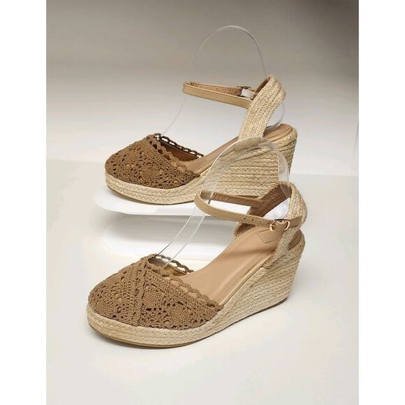 Women's Fashion Espadrilles Wedge Tan Sandal Heel Shoes Size US7/38 - Picture 2 of 10